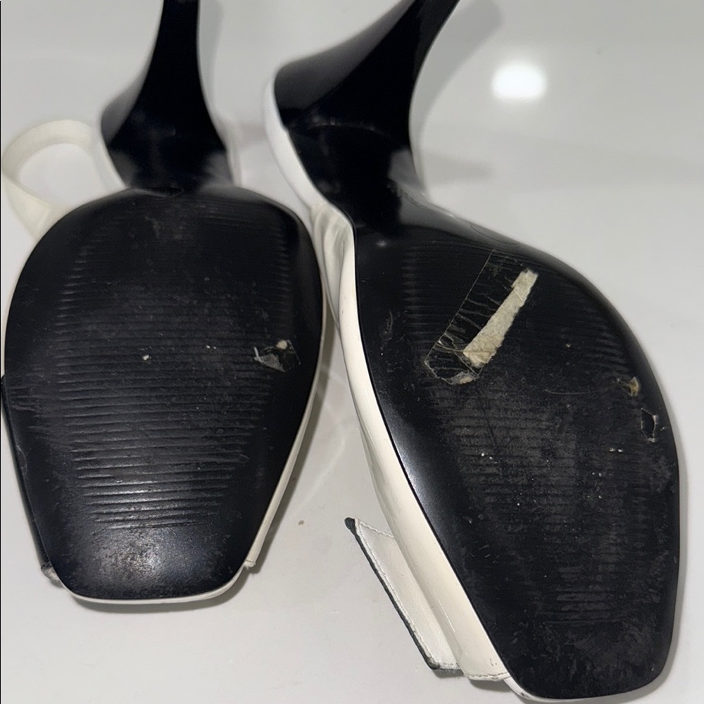 BCBGirls White and Black Slingback Heels - Picture 8 of 11